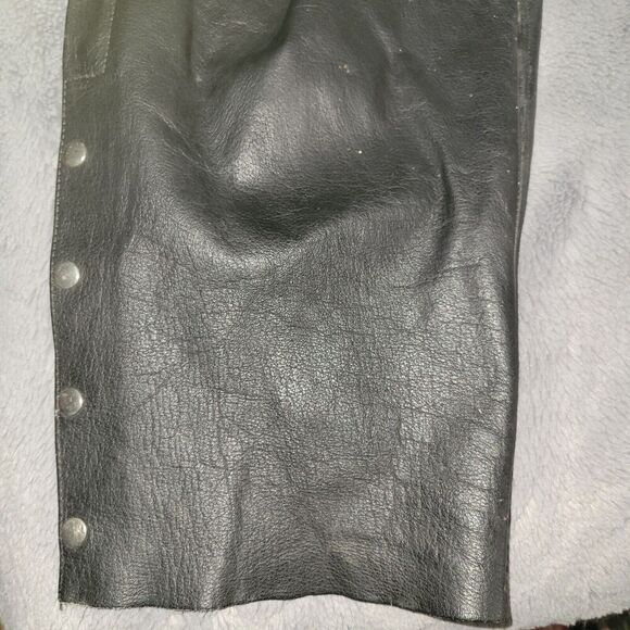 PRO FORCE Leather Chaps Black BIKER Belted Riding Pants Motorcycle Size XXXL 3X - Picture 5 of 14